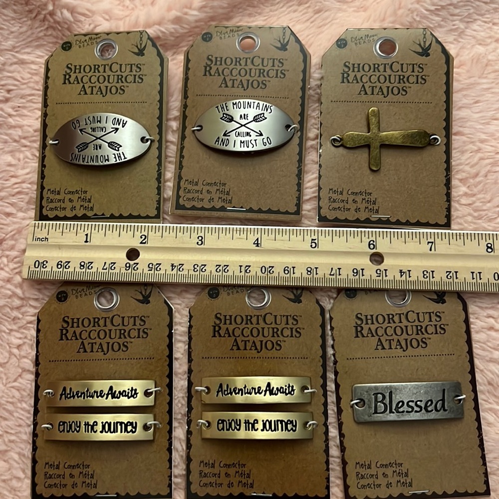 6 Blue moon Beads shortcuts metal connectors